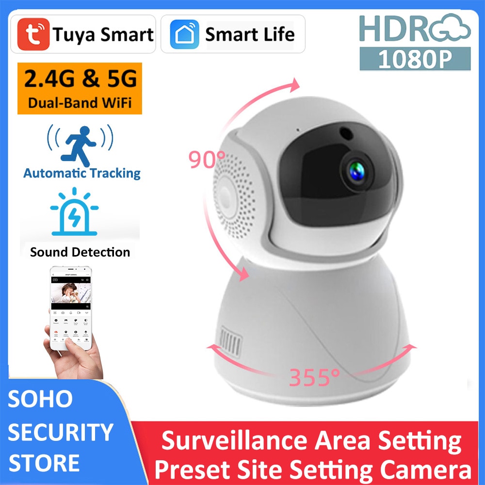 Tuya Smart 1080P 2.4G 5G Dual Band WiFi Auto Tracking Sound Detection Security CCTV Video Baby Monitor Indoor Wireless IP Camera 1